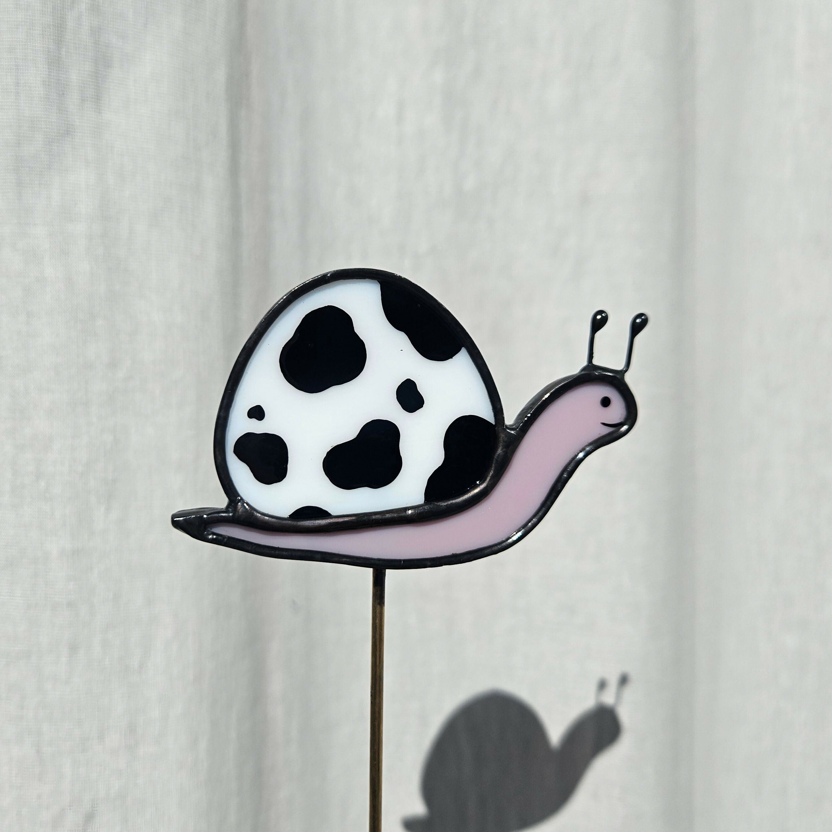 Cow Print Snail Stained Glass Plantstake
