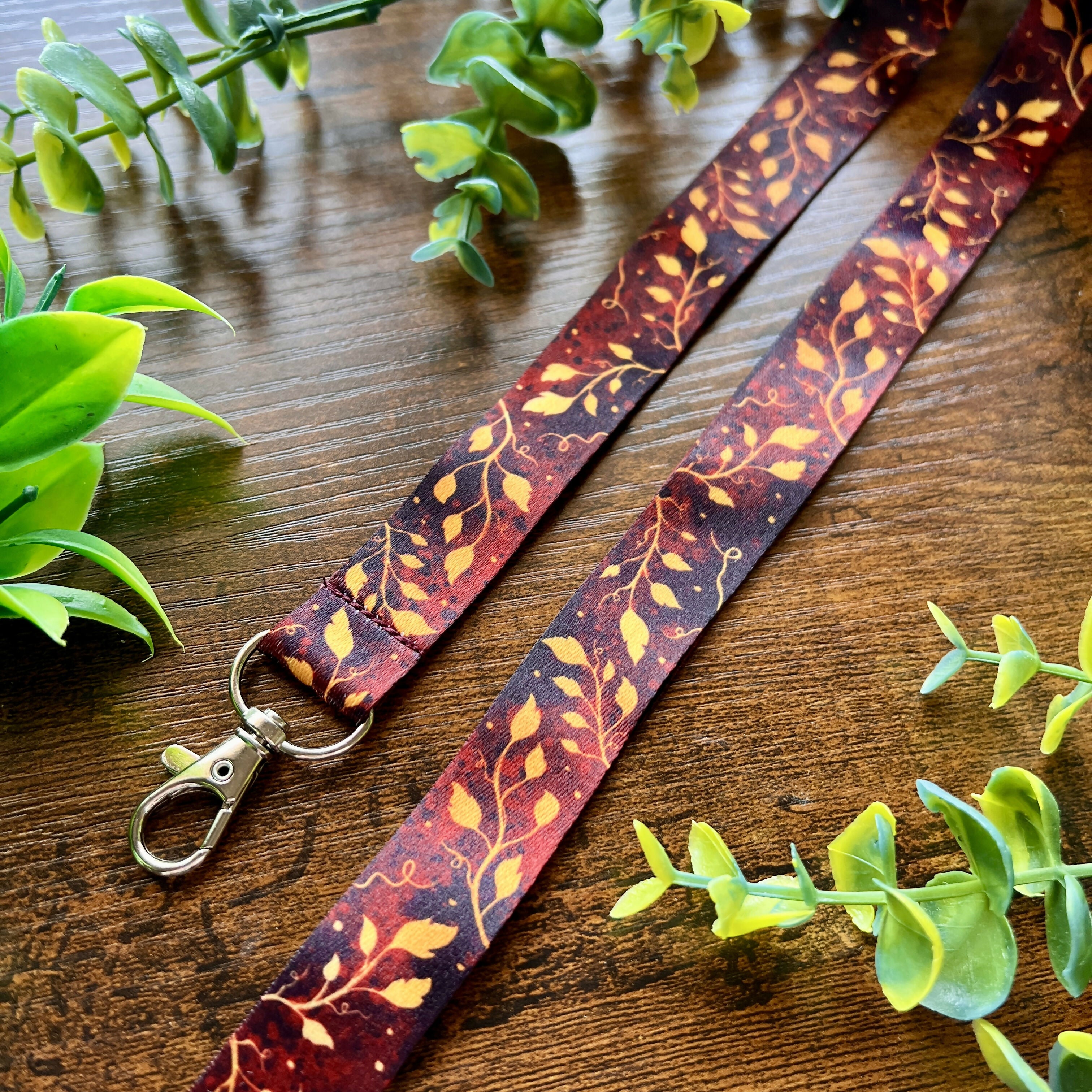 Ruby Leaves Lanyard