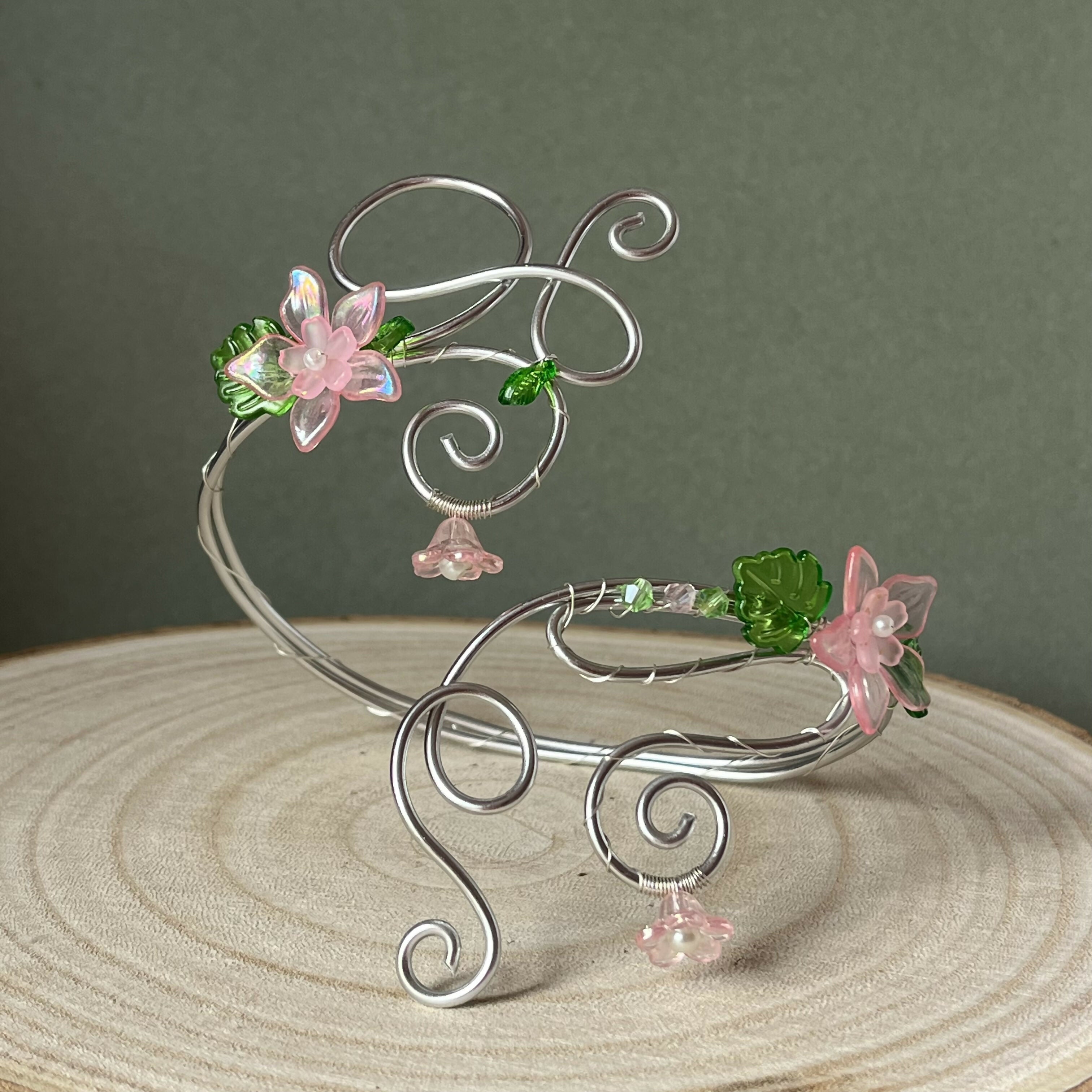 Flowery Fairy Adjustable Aluminium Arm Cuff In Silver
