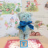 Blue Fluffy Teddy On Vintage Block Ornament