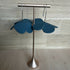 Forest Whisper – Blue Leather Flower Earrings with Yellow Stone