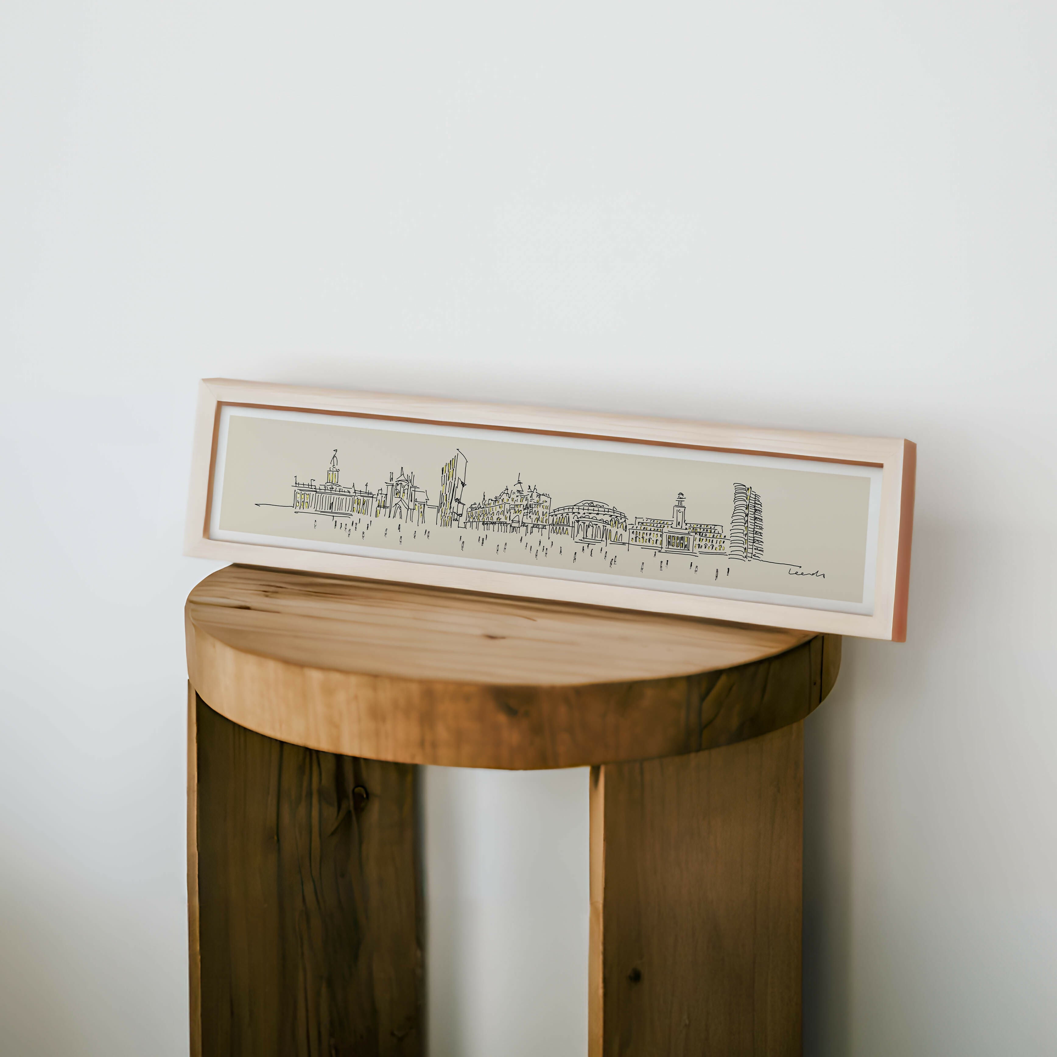 Leeds Skyline Panoramic Gold Details Art Print