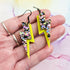 Handmade Lime And Glitter Bolt Resin Earrings