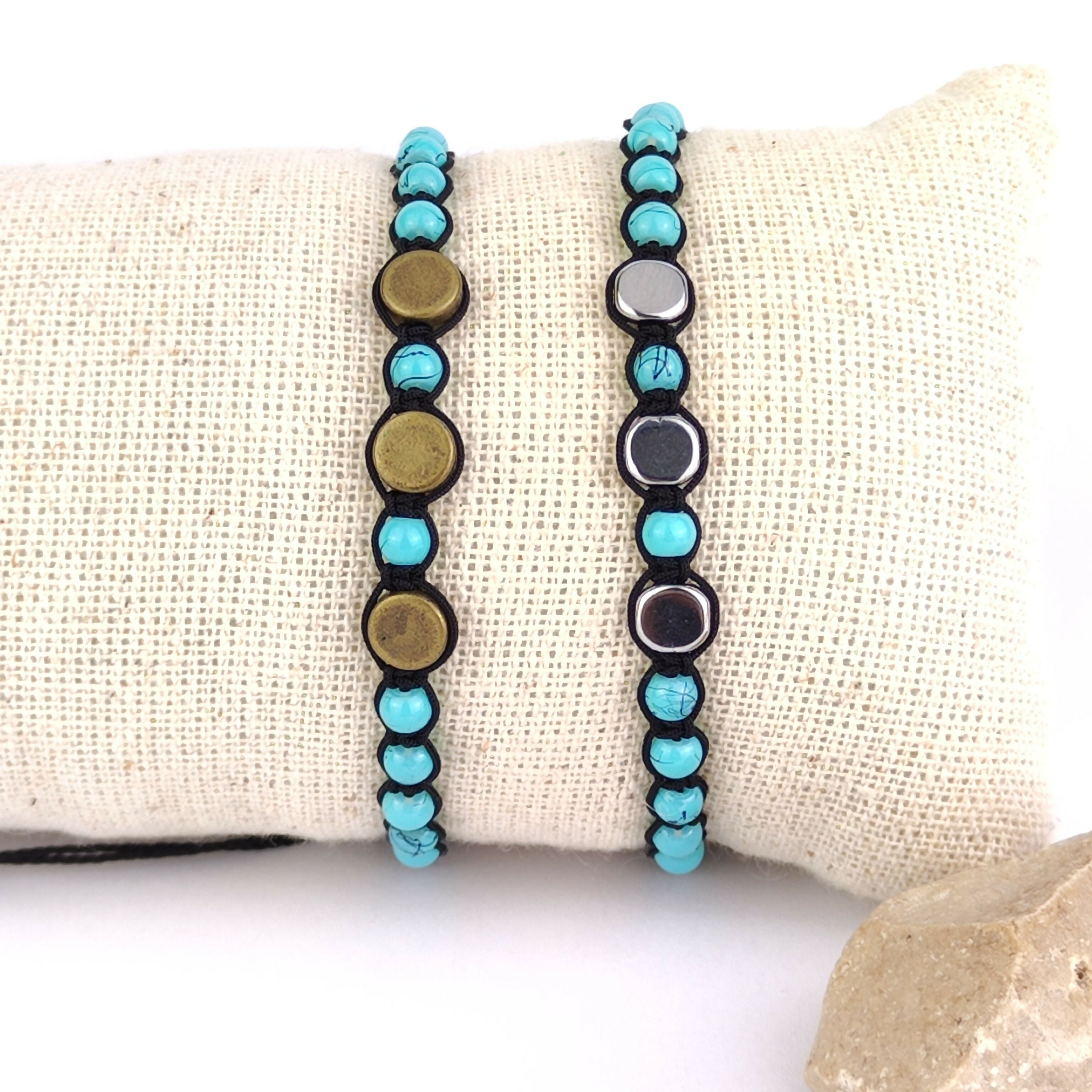 Macrame Gemstone Bracelet - Turquoise Beads