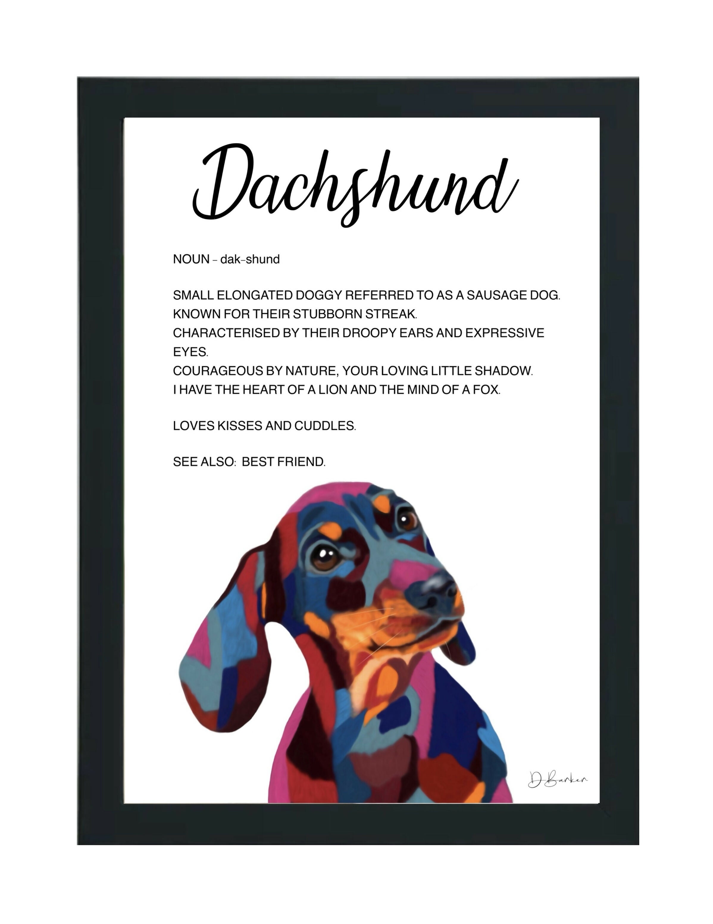 Dachshund - Definition Quote - Framed Artwork.