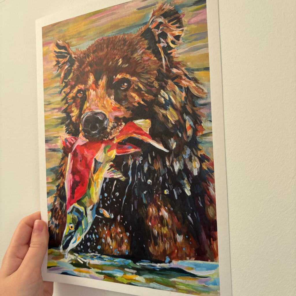 A4 Bear Salmon Print