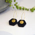 Penelope - Handmade Black Hexagonal Hoop Earrings - Polymer Clay