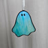 Opaque Streaky Iridescent Blue Ghost Stained Glass Decoration