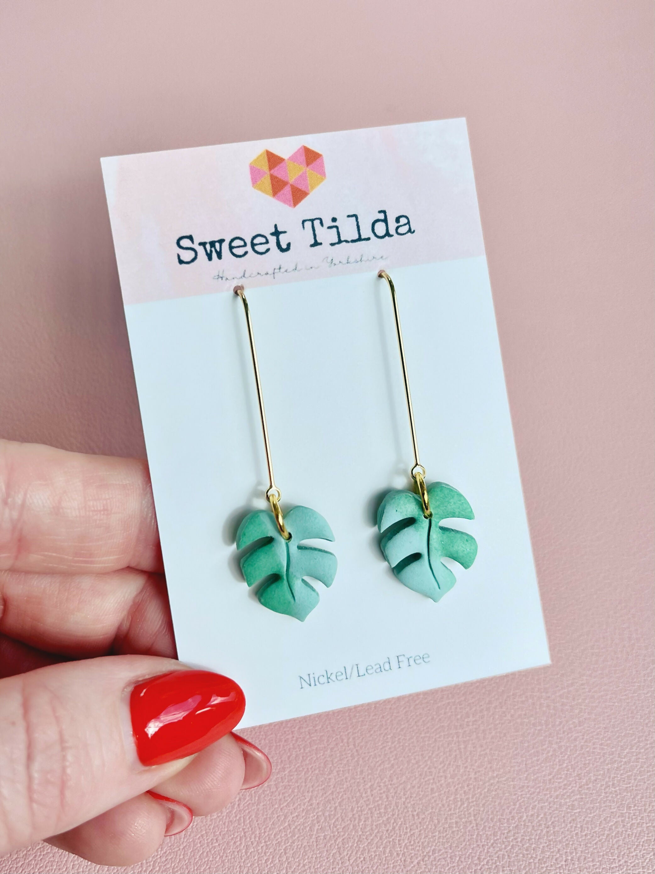 Mini Monstera Dangle Earrings