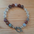 Tibetan Silver Toggle Catch Bracelet with Multi-coloured Orchard Agates, Tibetan Silver Melon Spacer Beads & Faceted Rose Quartz.