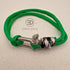 Green Paracord Cuff Bracelet with Black & White Detail