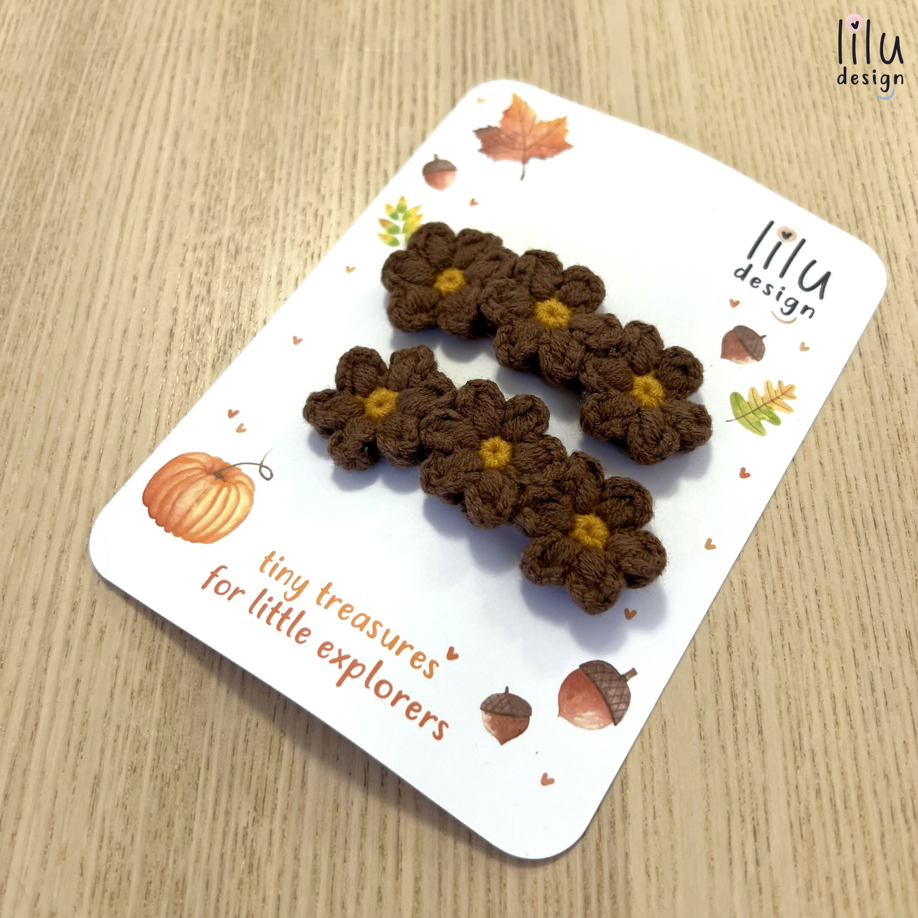 Crochet Hair Clip Set - Three Daisies