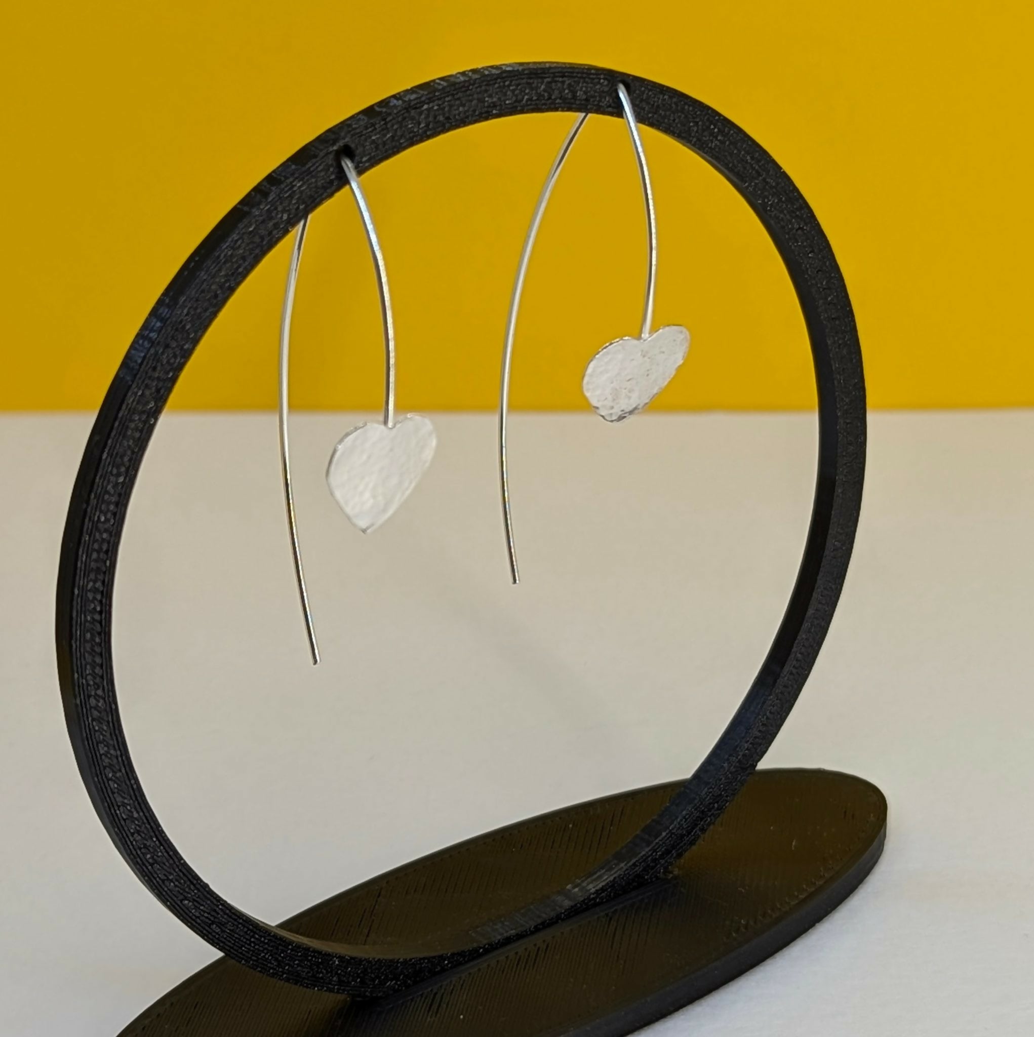 ‘Queen’ Sterling Silver, textured, Heart Threader Earring