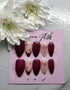 Reusable Burgundy French Tip With Bows And Stars Handmade Press On Nails