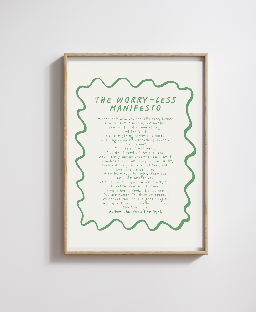 Worry-Less Manifesto A5 Art Print