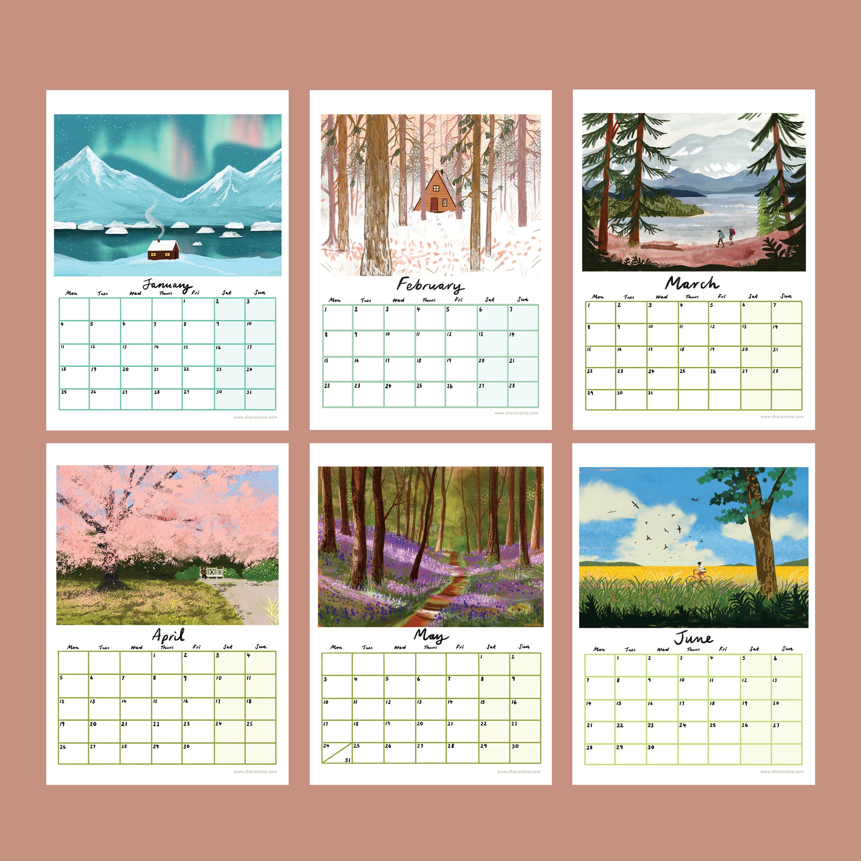 2027 Illustrated Landscapes Calendar A3