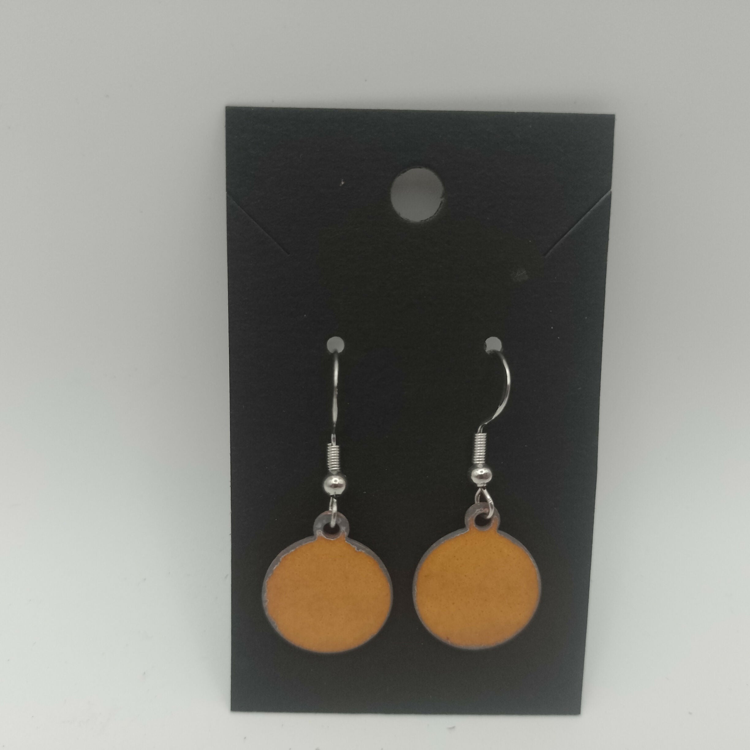 Yellow Enamel Circle Earrings