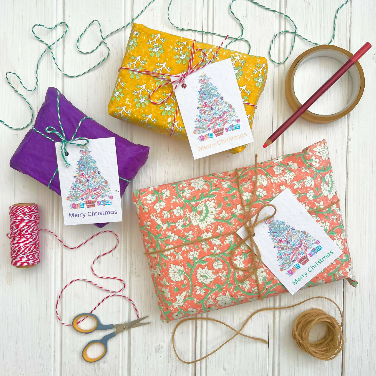 Set of 6 Christmas Seed Gift Tags - Christmas Tree