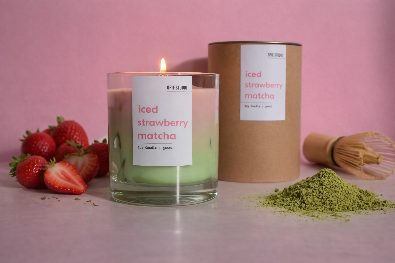 Strawberry Matcha Latte Candle - Opie Studio