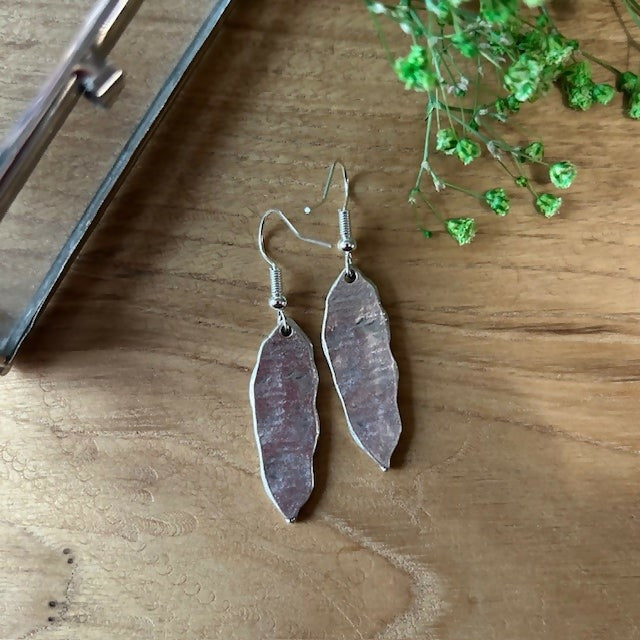 Antique Silver Plated Leaf Earrings