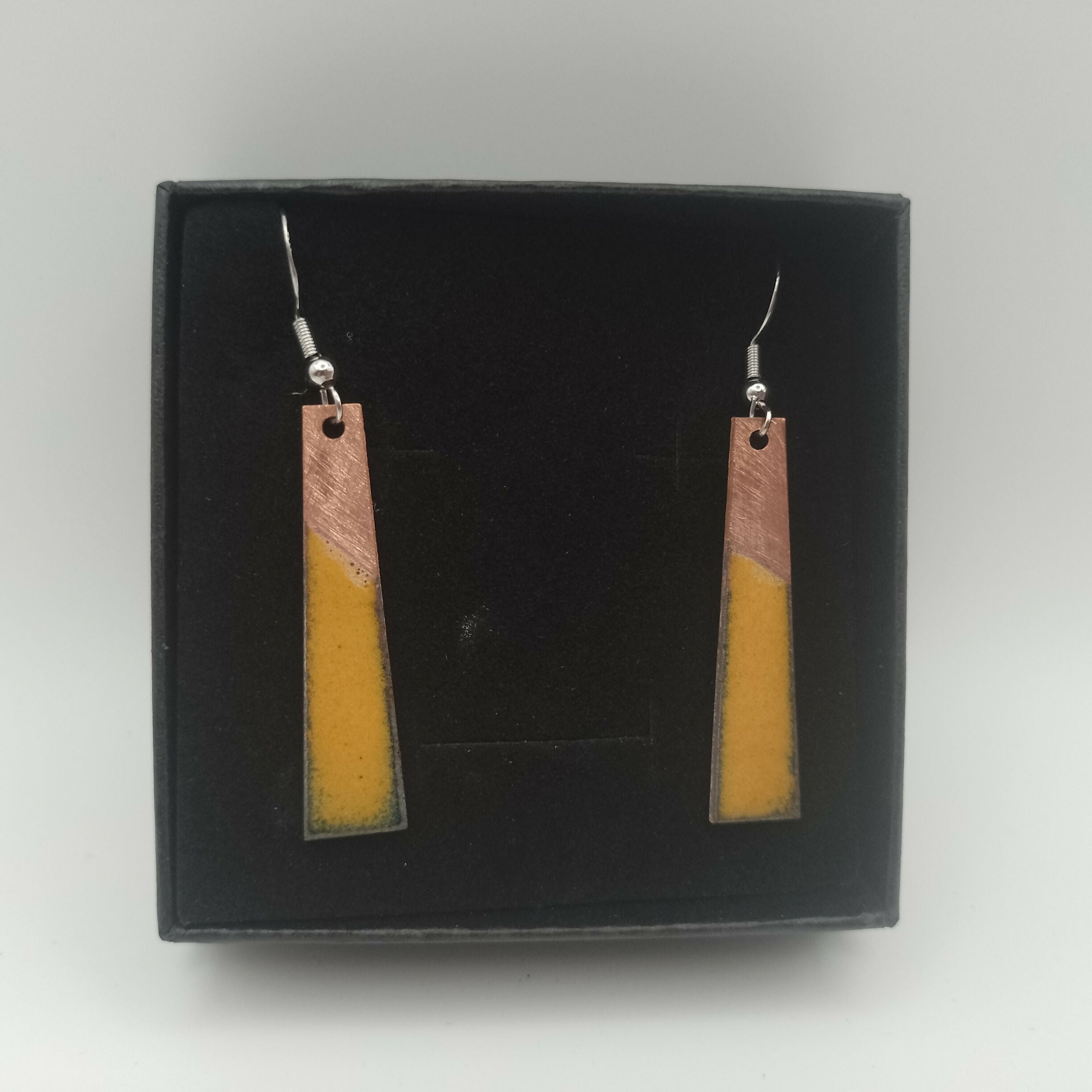 Half Copper Half Yellow Earrings