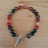 Tibetan Silver Toggle Catch Bracelet with Persian Gulf Brown Agates and Banded Carnelian.
