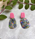 Funky Pattern Collection - Pink Dangle Polymer Clay Earrings