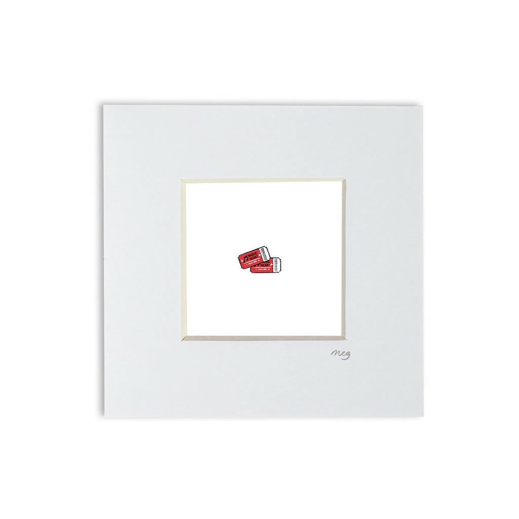 Concert Tickets 4x4" Mounted Mini Print