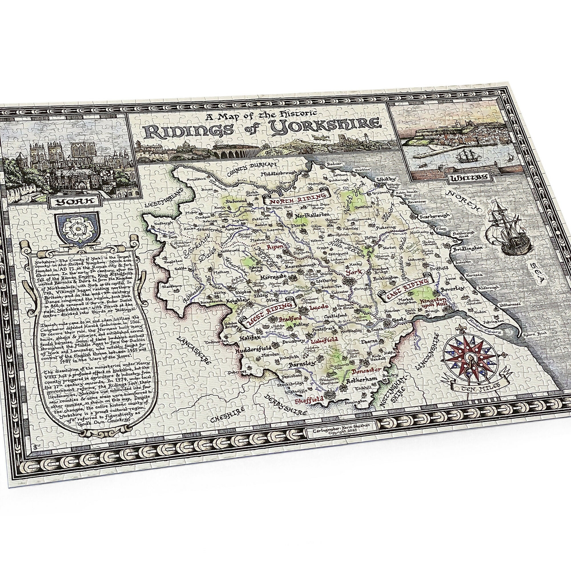 Yorkshire Ridings Map Jigsaw Puzzle 1000 Pieces