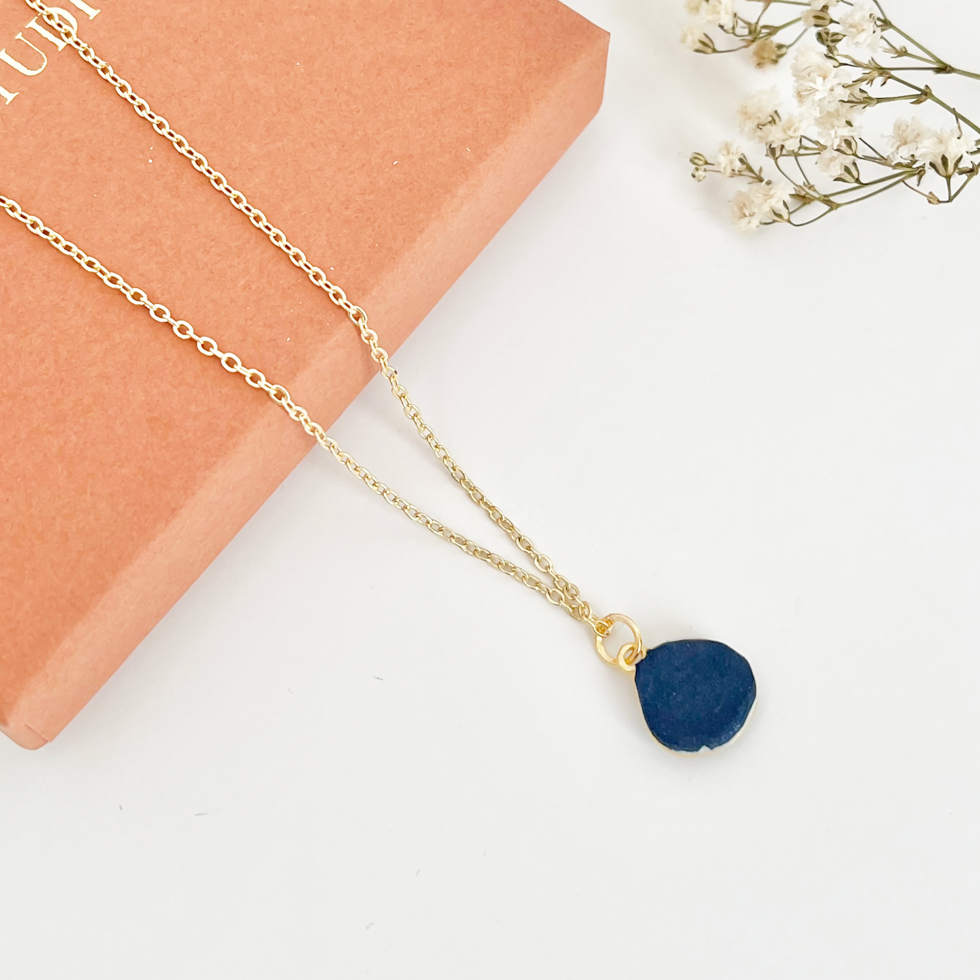 Blue China Necklace No. 1 - Handmade Polymer Clay Necklace