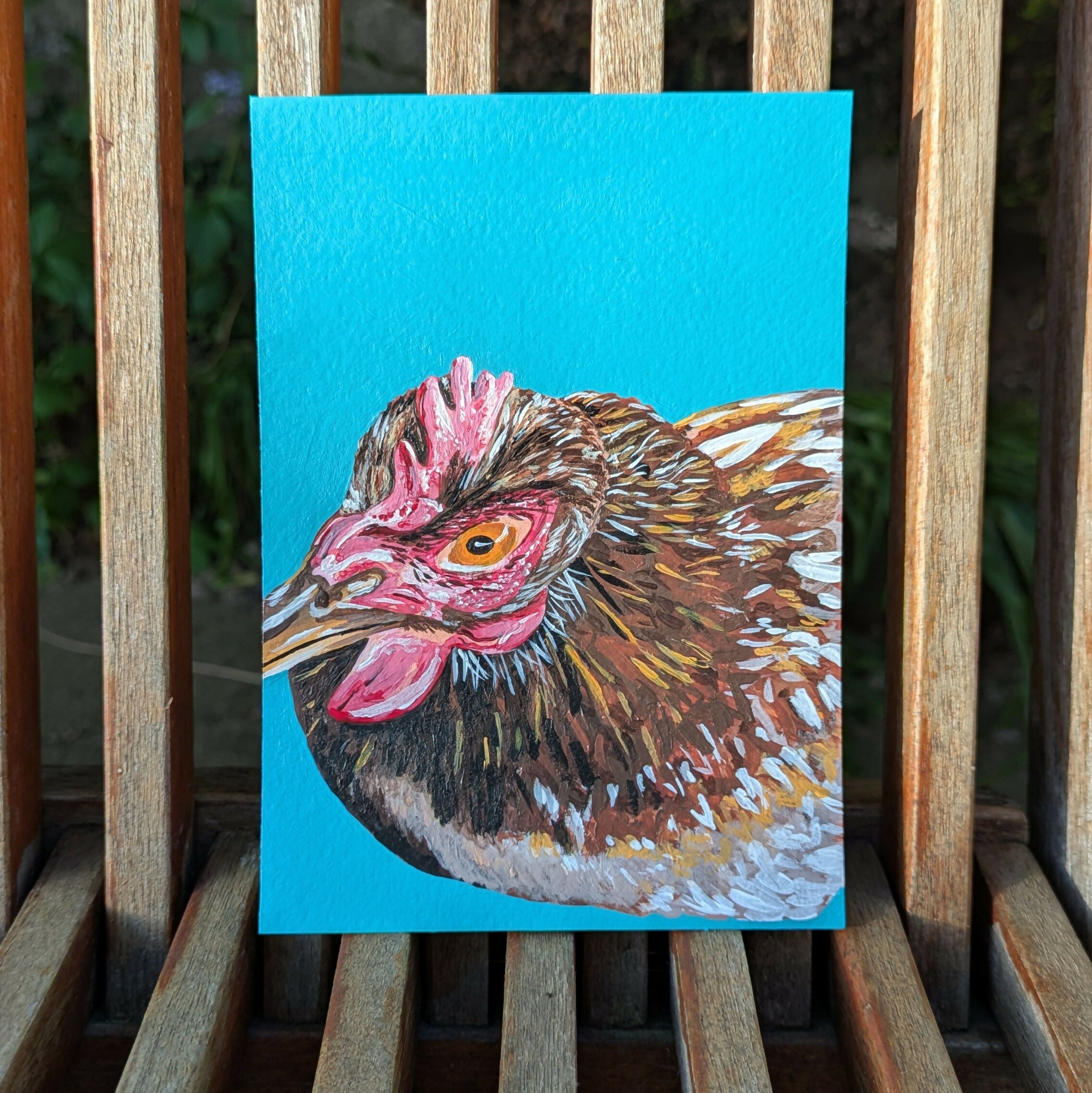 Bold & Colourful Painted Chicken Portrait