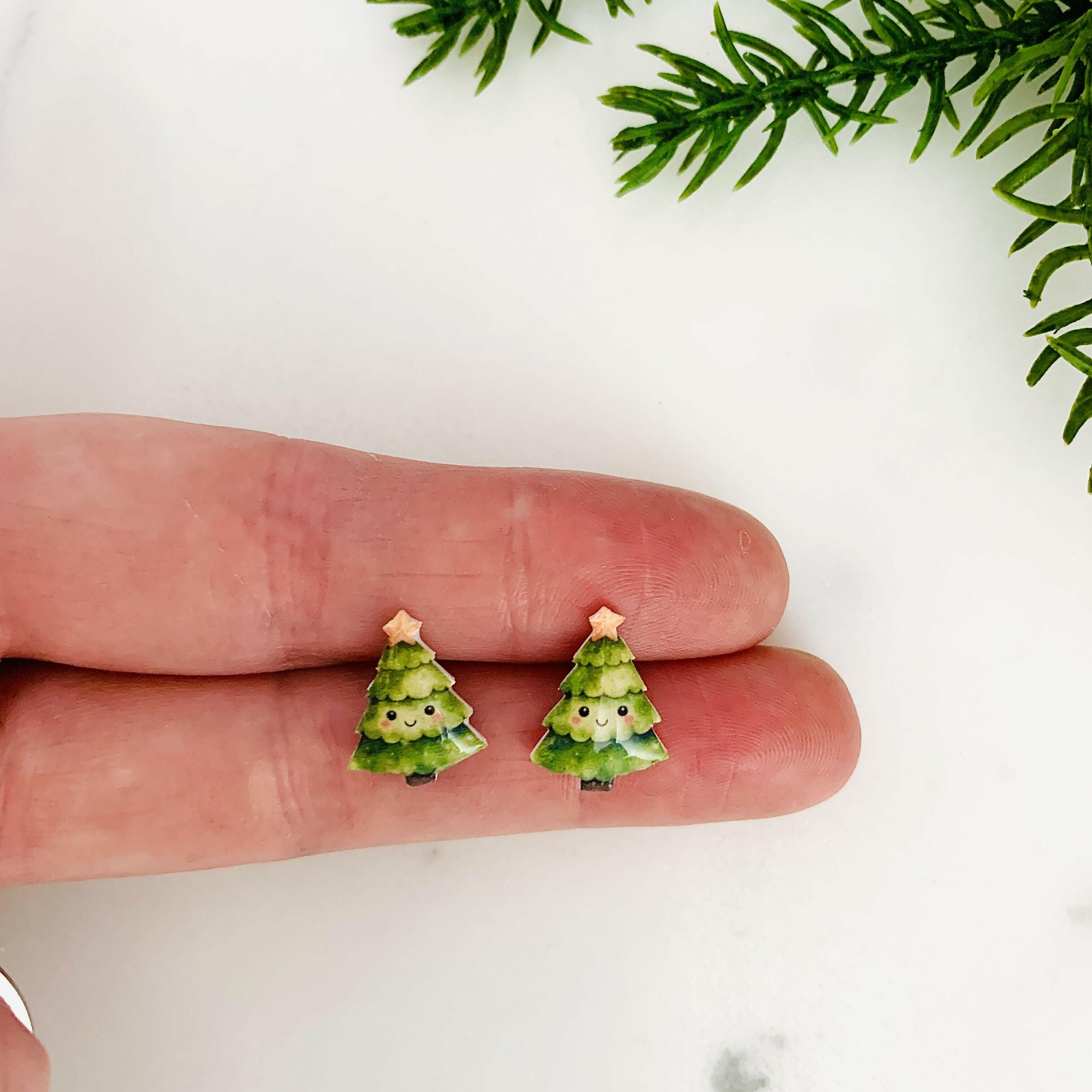 Cute Christmas Tree Stud Earrings.