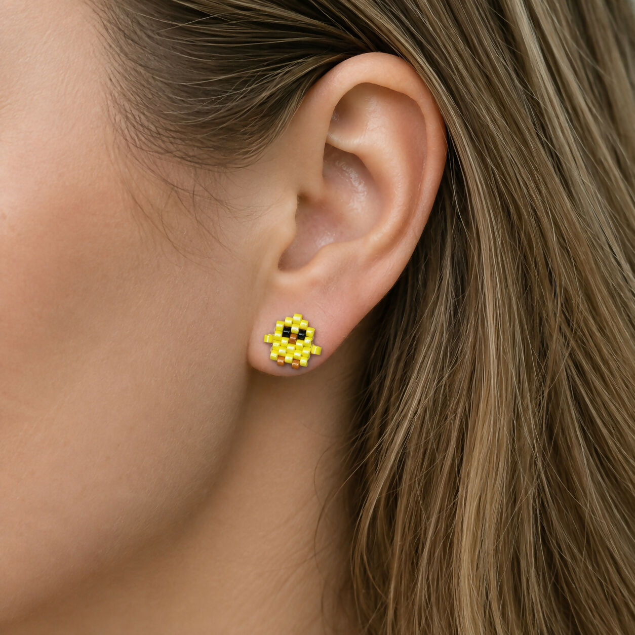 Handmade Beaded Stud Earrings - Pixel Animals, Various Designs