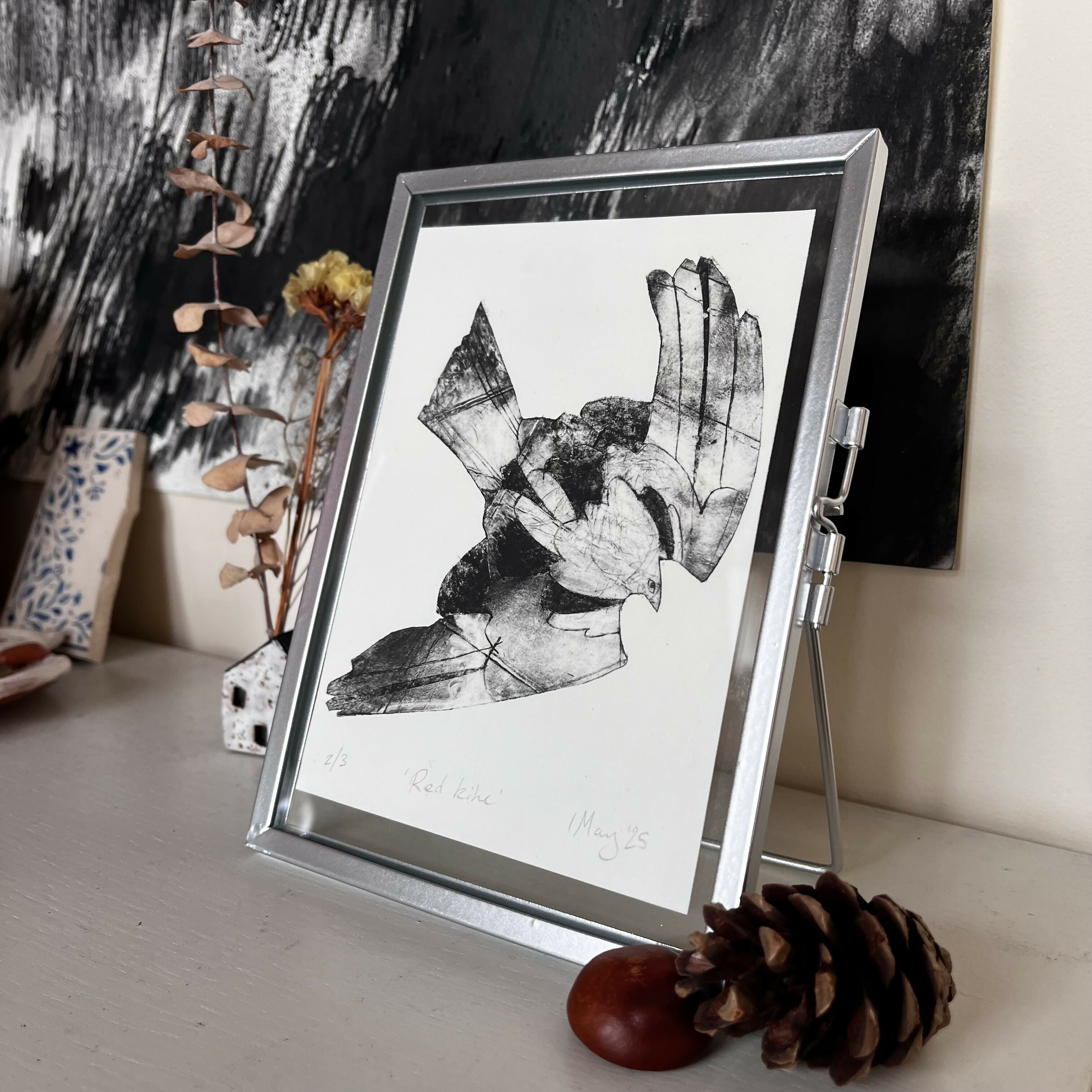 Redkite Bird Drypoint Print