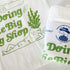 "I'm doing the big veg shop." Hand printed, illustrated, white canvas tote bag