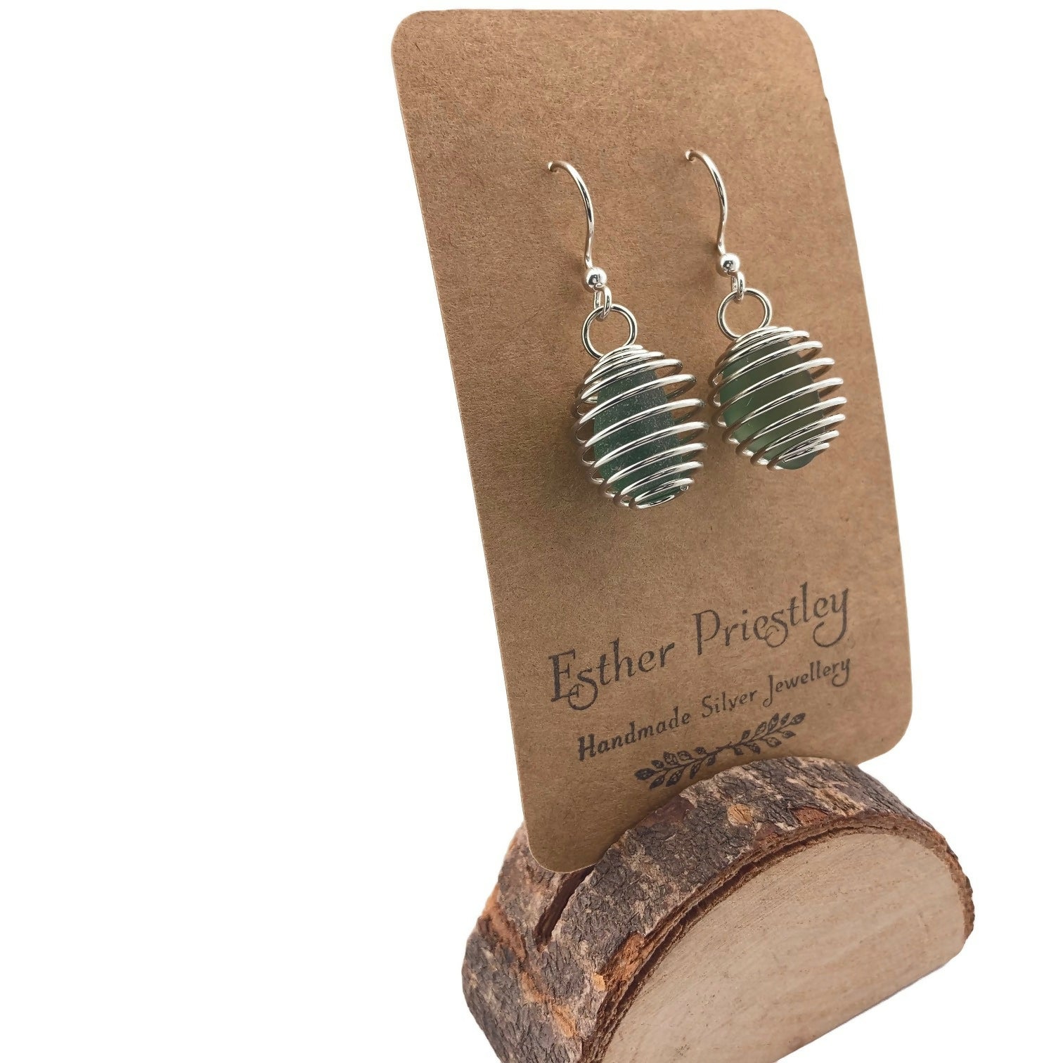 Sea Glass and Sterling Silver Earrings