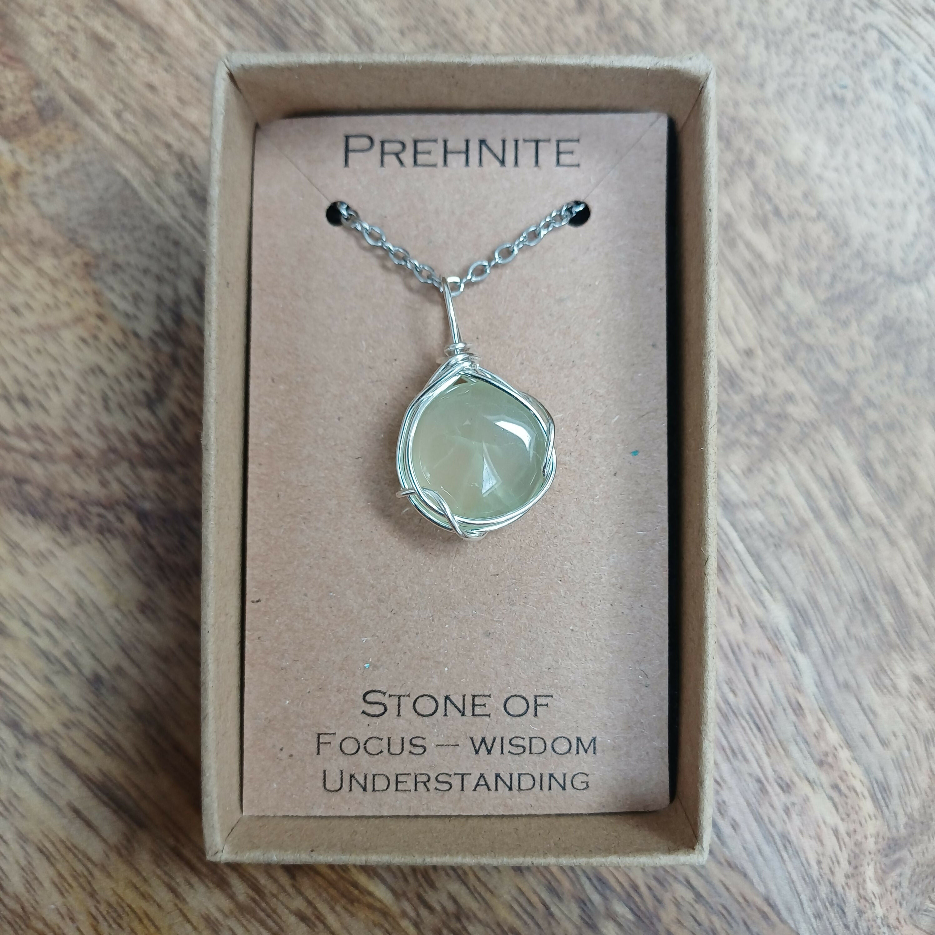 Prehnite Wire Wrapped Pendant