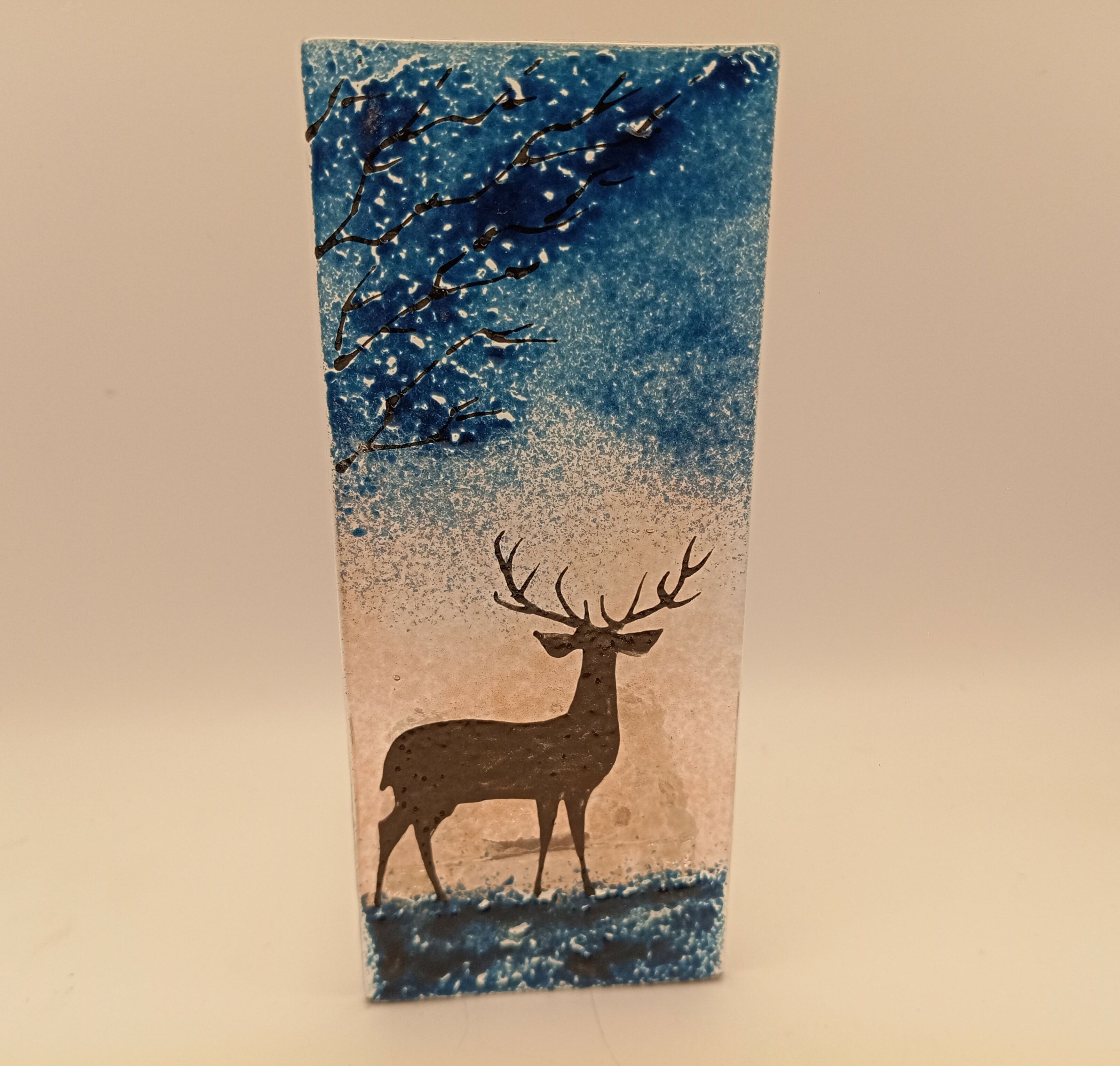 Fused Glass Silhouette Stag Tealight