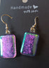 Fused Dichroic Glass Earrings in Purple With Sterling Silver Hooks