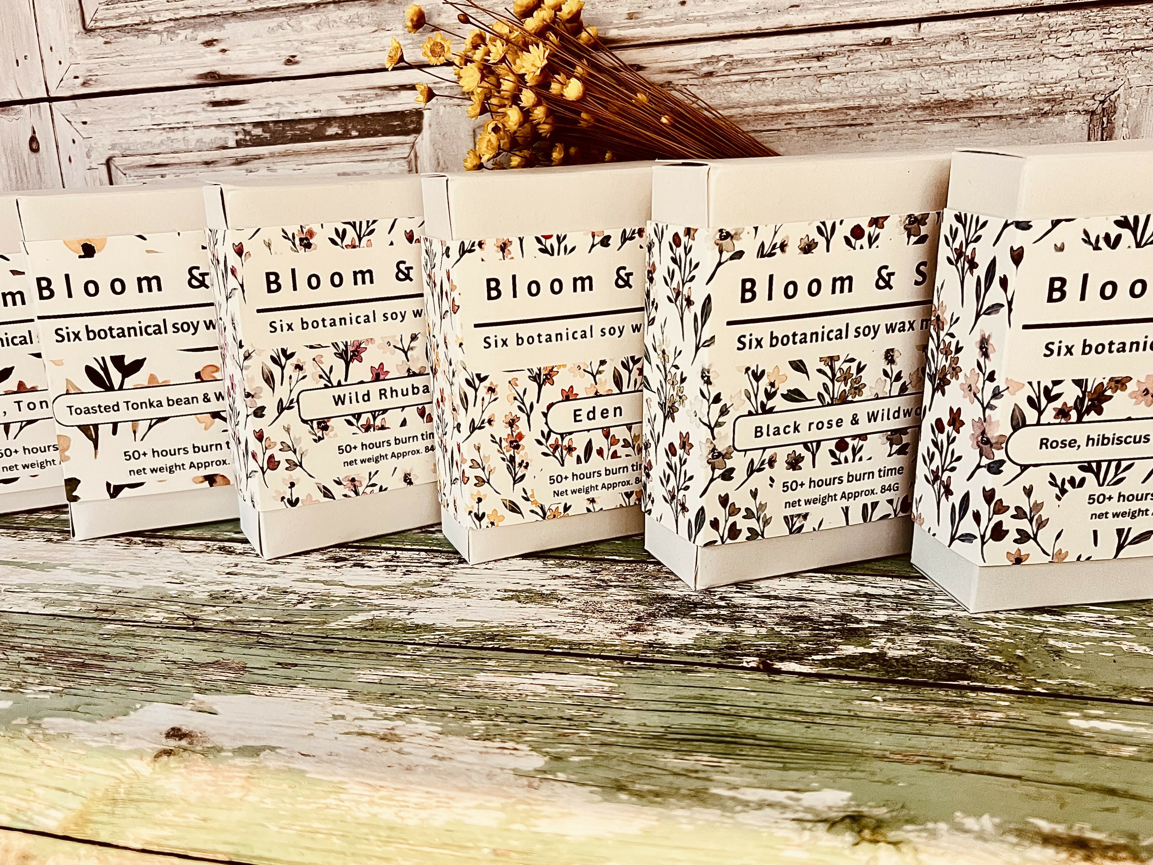 SIX BOTANICAL SOY WAX MELTS IN GIFT BOX
