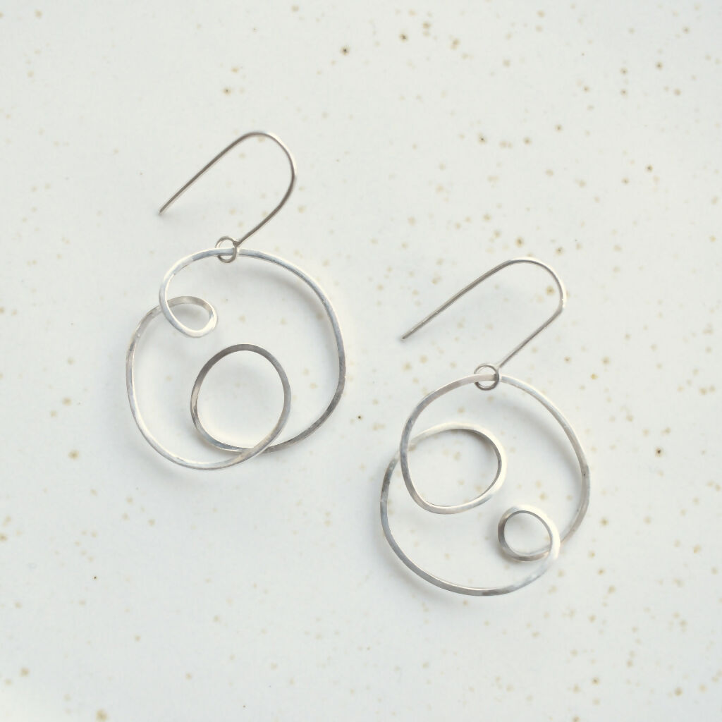 Sterling Silver Swirl Dangly Earrings