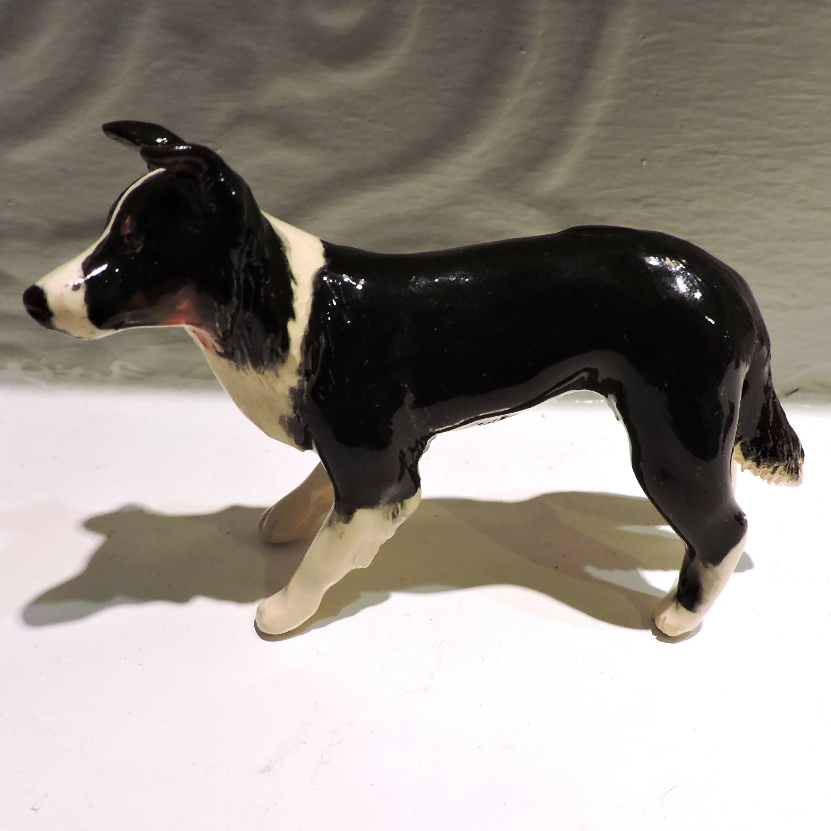 Ceramic Border Collie Sculpture, Tricolour