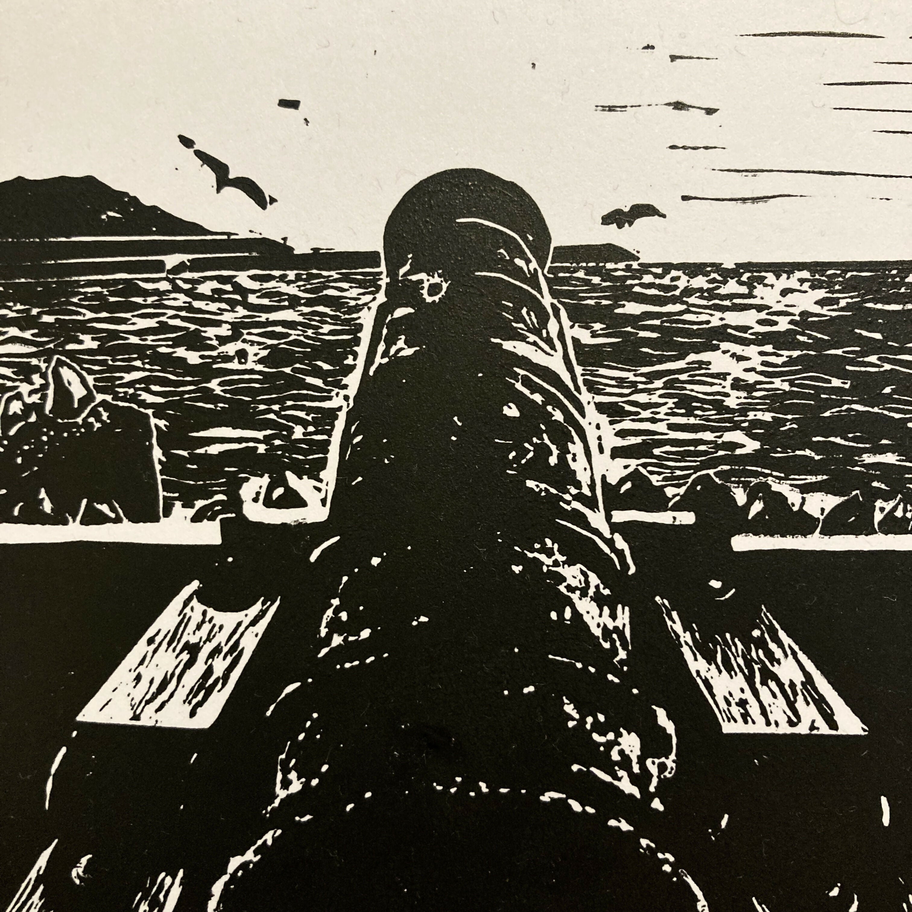 Cannon - 5x7 Hand Carved Lino Print On Card