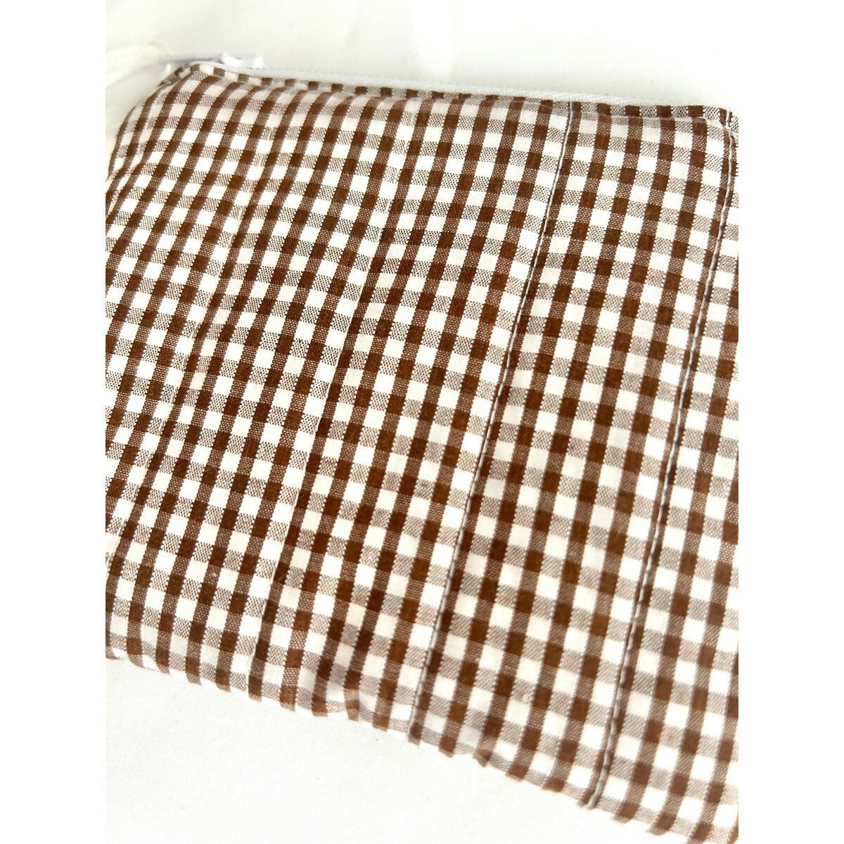 Brown Gingham Quilted Coin Purse / Card Holder