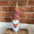 Handmade Harris Tweed Gnome Decoration, Autumn and Halloween Gonk Ornament with Purple and Orange Wool Hat