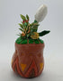 Small Clay Vase and Faux Flowers