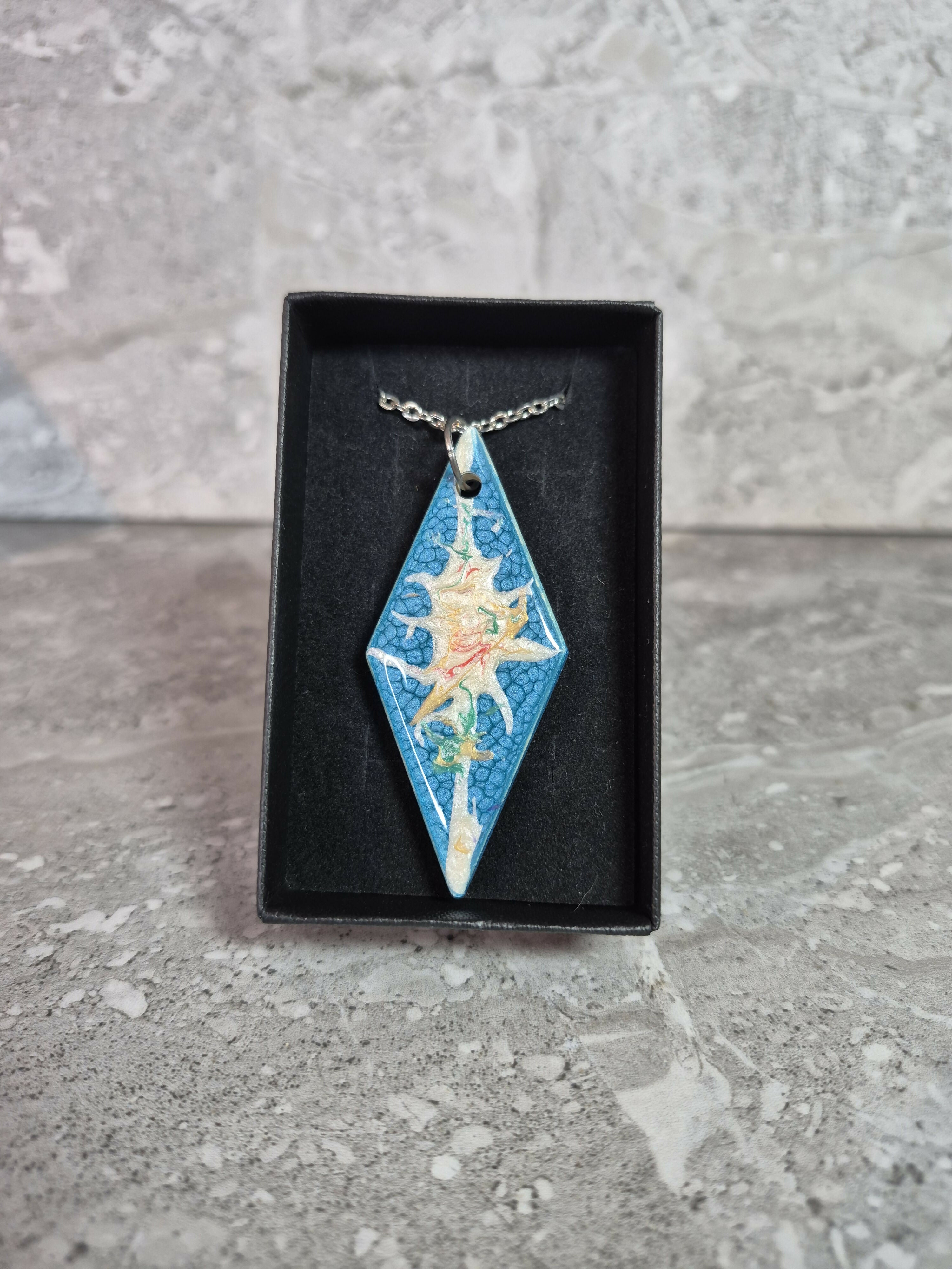 Unique Hand Made Double Sided Diamond Shaped Pendant