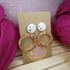 White And Nude Shimmery Earrings With Gold Star Detail