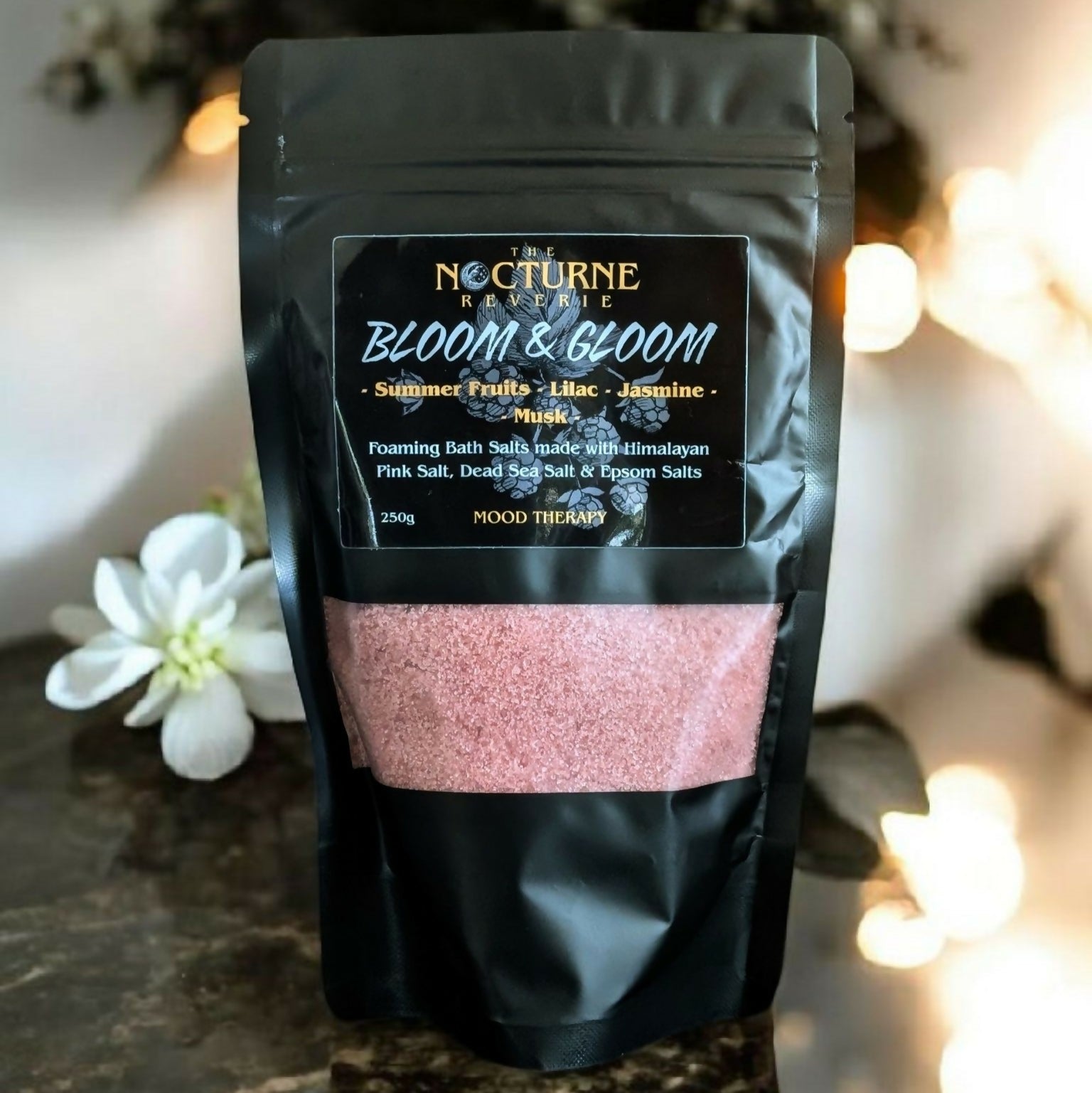 Summer Fruits, Lilac, Jasmine & Musk Foaming Bath Salts - Himalayan Pink, Dead Sea & Epsom Salt Blend 250g