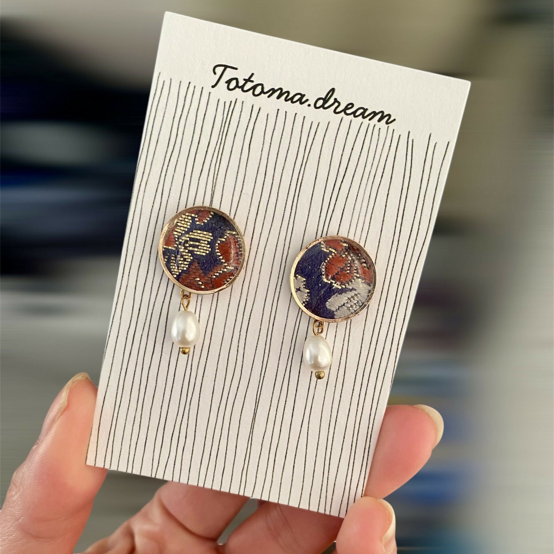 Fabric Pendent Earrings (Circle)